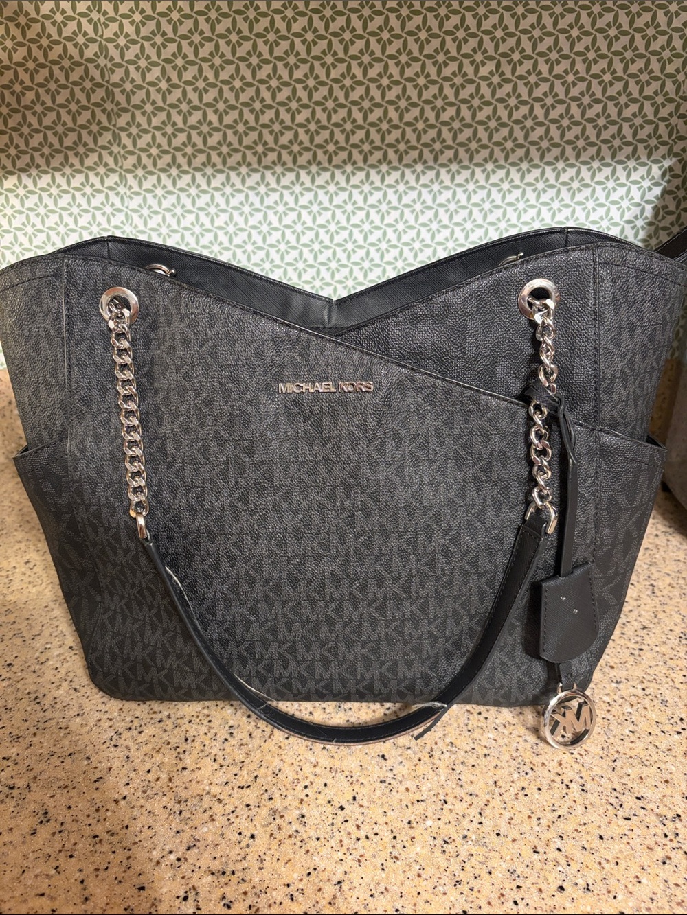 Michael Kors Black Signature Chain-Handle Tote